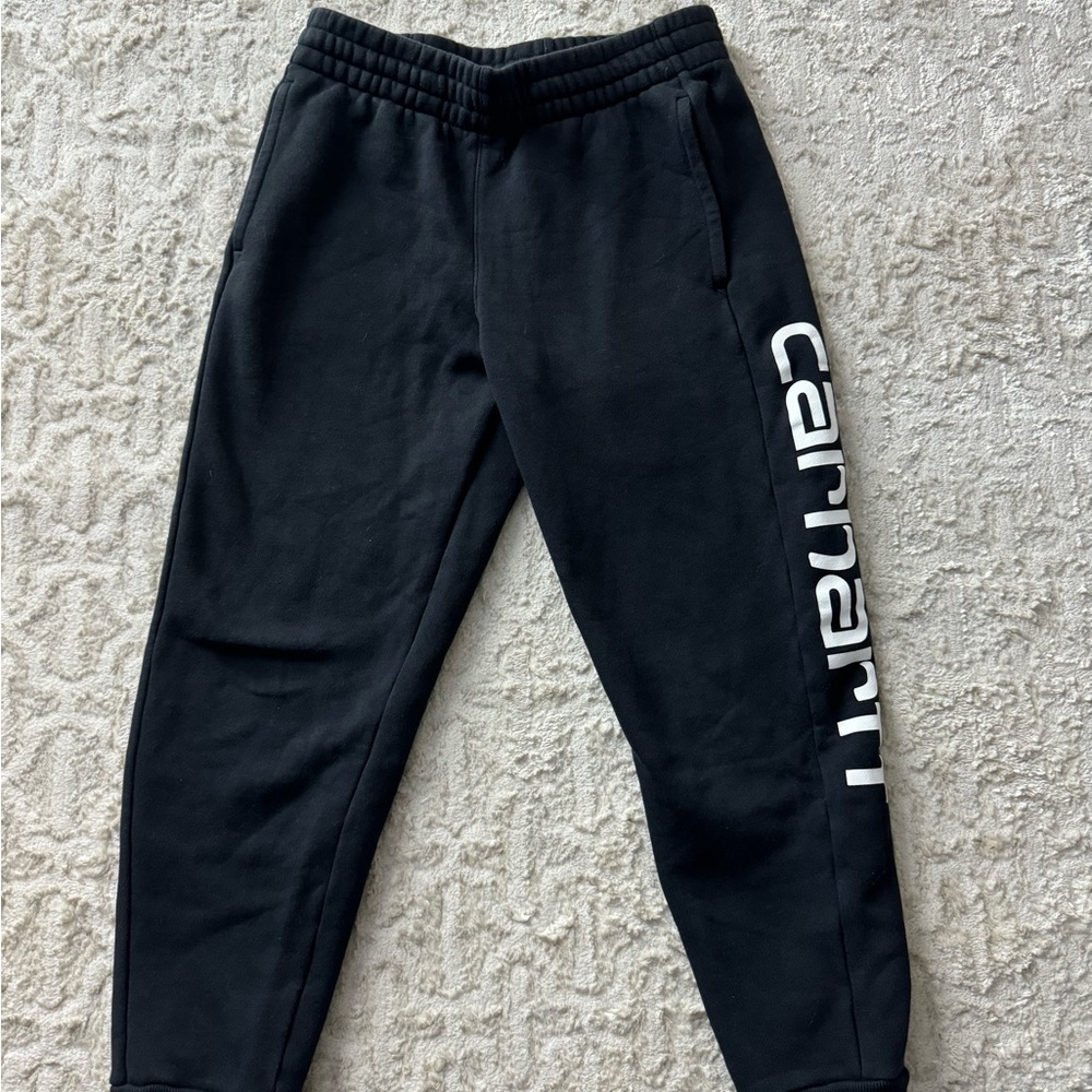 Carhartt Kids Black Sweatpants with White Logo size 10/12